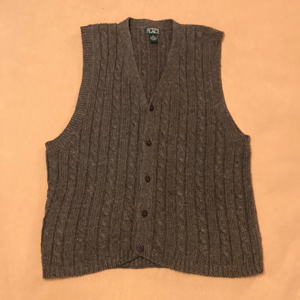 Boy’s Charcoal Grey Cable Knit Sweater Vest